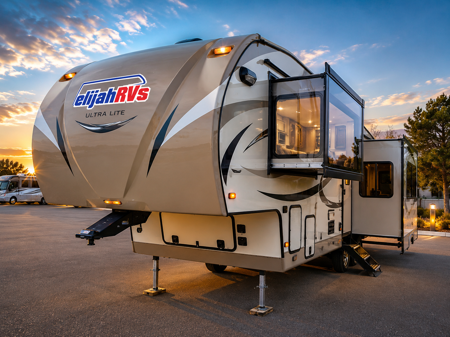 Fifth Wheel RV Trailer 35 Foot Long, 6 people to sleep. 2 slide outs